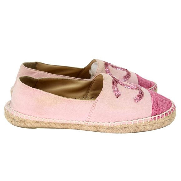 Chanel Espadrille 39 Velvet Fabric Cc Sequin Cap-toe Flats CC-S0207P-C025 - Picture 6 of 12